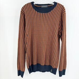 Scotch & Soda Knitwear Mens Size L Black Brown Houndstooth Crew Neck Sweater